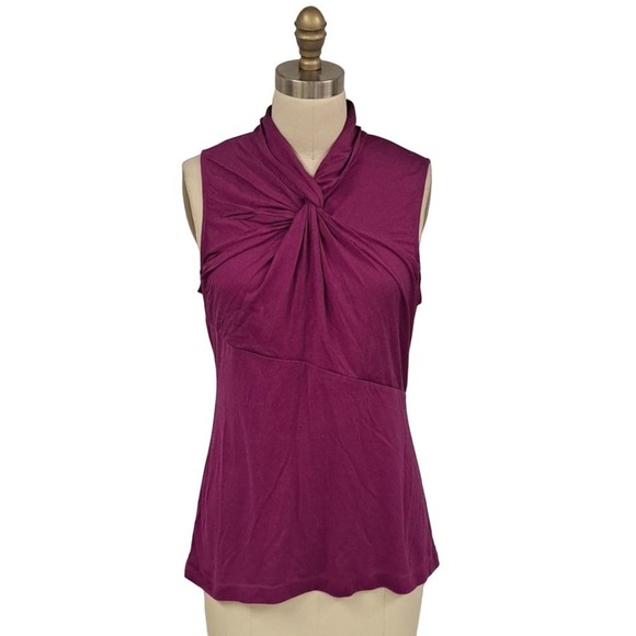 Banana Republic purple Silk Twist front top size Large petite - Picture 1 of 6